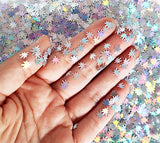 3 Pack - Green, Rainbow & Silver Holographic Leaf Glitter - Solvent Resistant & Cosmetic Grade - Face Body Nails Resin Arts & Crafts, Tumblers, Bath Electric Bliss Beauty