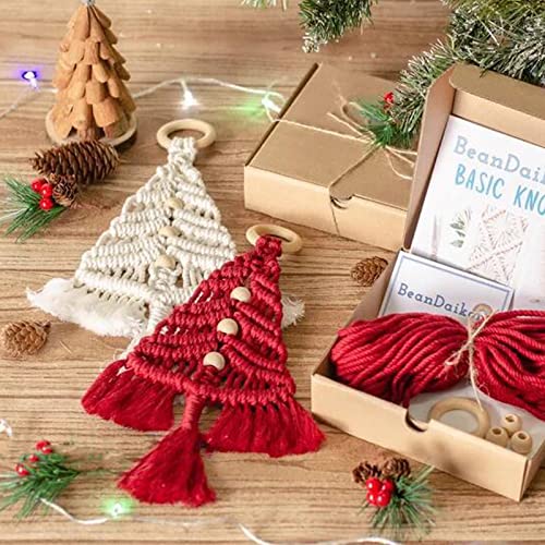 BVCED Christmas Tree DIY Kit,3 Set Christmas Macrame Woven Tree DIY Kit for for Beginners Christmas Tree Ornaments Holiday Wall Hanging Decor BVCED