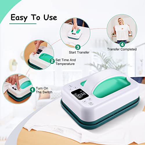 Legooin Heat Press Machine for T-Shirts, 7" × 5" Portable Fast Heat-up Mini Easy Press with Timing Function & Insulated Base, Ideal for T-Shirts, Legooin