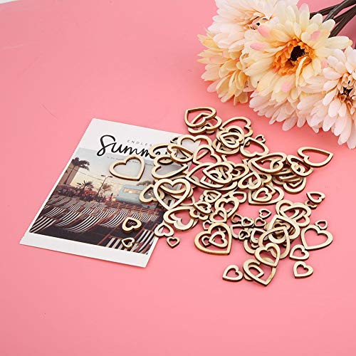 200Pcs Hollow Heart Shape Wood Craft, Unfinished Wooden Heart Cutout Shape Natural Hand-Made Home Decoration Wooden Embellishments 10-30mm(200Pcs) HEEPDD