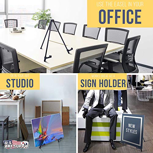 U.S. Art Supply 14" High Exhibitor Black Steel Tabletop Instant Display Easel (Pack of 6 Easels) - Small Portable Tripod Stand, Adjustable Holders - US Art Supply