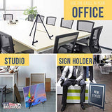 U.S. Art Supply 14" High Exhibitor Black Steel Tabletop Instant Display Easel (Pack of 6 Easels) - Small Portable Tripod Stand, Adjustable Holders - US Art Supply