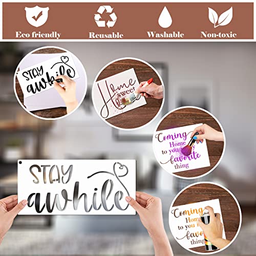 Word Stencils for Painting On Wood Sign Canvas Fabric, Reusable Welcome Farmhouse Burning Inspirational Art Craft Paint Stencil for Shirt Family Pkqon