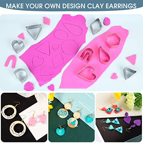 Snoghmil Polymer Clay Earrings Making Kit with 32pcs Polymer Clay Cutters, 24pcs Oven Bake Clay, 30 Set Earring Rings&Hooks, Modeling Clay Jewelry - WoodArtSupply