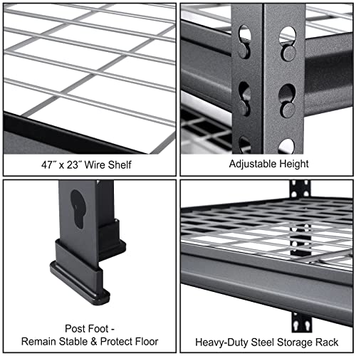 WORKPRO 5-Tier Metal Shelving Unit, 48”W x 24”D x 72”H, Heavy Duty Adjustable Storage Rack, 4000 lbs Load Capacity (Total), for Garage, Basement, - WoodArtSupply