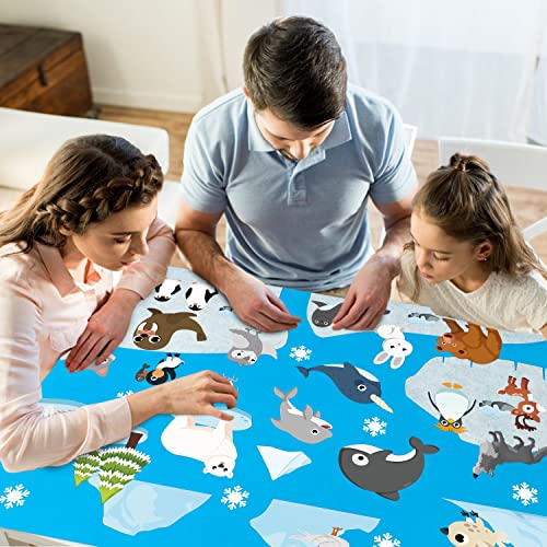 WATINC 46Pcs Polar Animals Felt Board Story Set Arctic Antarctica Ocean Animal Bear Penguin Whale Preschool Large Wall Storyboard Early Learning Play - WoodArtSupply