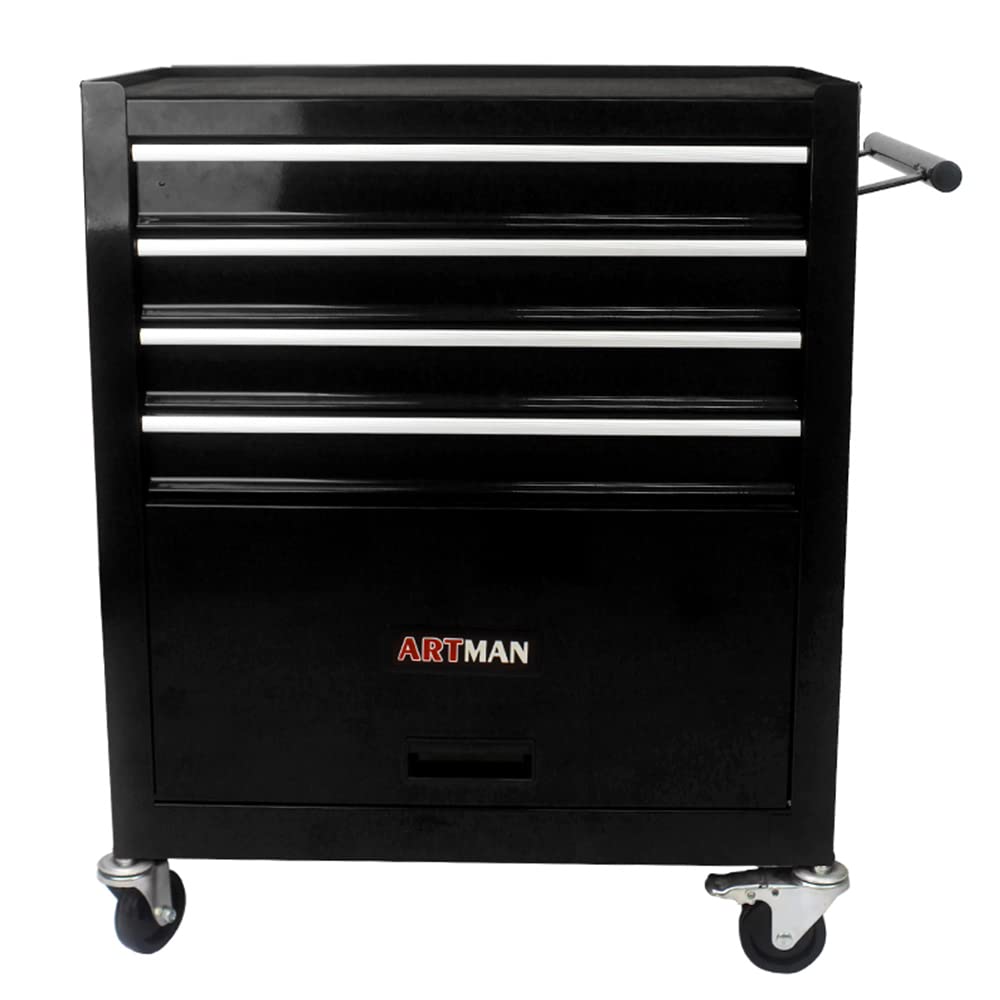 SEHAONOHOME 4 Drawers Rolling Tool Chest Cabinet with Wheels, Tool Storage Cabinet and Tool Box Organizer for Garage Warehouse Workshop, Black SEHAONOHOME