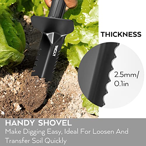 INCLY Metal Detector Shovel, Heavy Duty Double Serrated Edge Digger, Detecting Digging Tool with Sheath for Belt Mount, Gardening & Detecting INCLY