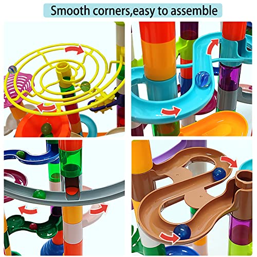 DSHMIXIA Marble Run for Kids Ages 4-8-12 150pcs Sturdy Building Toys Kids Games Marbles Run Track Amazing Fun Boys Girls Gifts (Standard) DSHMIXIA