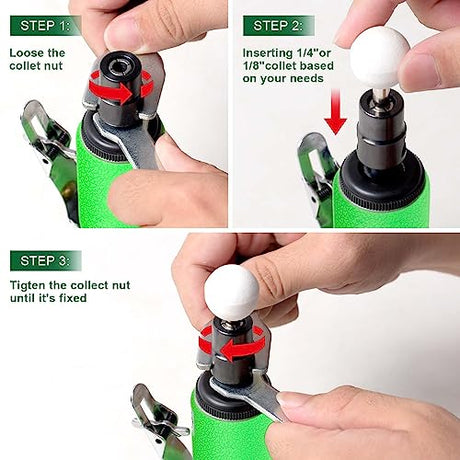 DOTOOL 1/4" Air Die Grinder Kit Straight Pneumatic 28000 RPM Rear Exhaust Polisher with 1/4"(6MM) and 1/8"(3MM) Collets Mini and Compact Size, DOTOOL