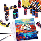 Acrylic Paint Set with 12 Art Brushes, 24 Colors (2 oz/Bottle) Acrylic Paint for Painting Canvas, Wood, Ceramic and Fabric, Paint Set for Beginners, TMOL