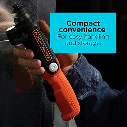 BLACK+DECKER 4V MAX* Cordless Screwdriver with LED Light (BDCSFL20C), Black - WoodArtSupply