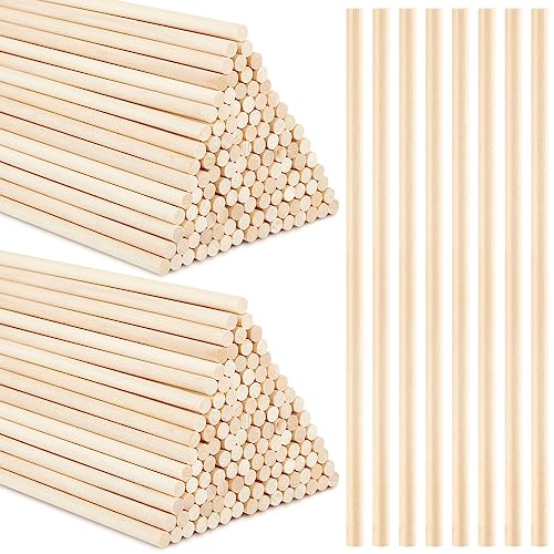 Bokon 300 Pcs Wooden Dowel Rods 1/4 x 12 Inch Wooden Sticks for Crafts Unfinished Hardwood Crafts Long Sticks Wooden Dowels for DIY Projects Model - WoodArtSupply