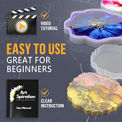 ART SPIRATION Crystal Clear Epoxy Resin Kit For Beginners 16 Oz, Art Epoxy Resin Kit With Mica Powder, Resin Pigment, Silicone Molds, Crushed Glass, WoodArtSupply