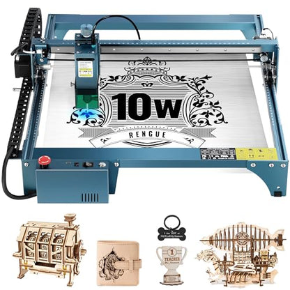 Rengue Laser Engraver, 10W Output Cutter Machine, 72W Laser Cutter Machine, Laser Engraving Machine for Metal, Wood, Paper, Acrylic, Glass, Leather - WoodArtSupply