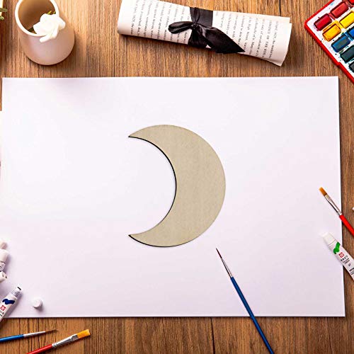 60 Pcs Moon Wood Cutouts Crafts Wooden Moon Shaped Slices Embellishments Gift Unfinished Wood Ornaments for DIY Projects Home Decoration (1.58x2 in) Creaides
