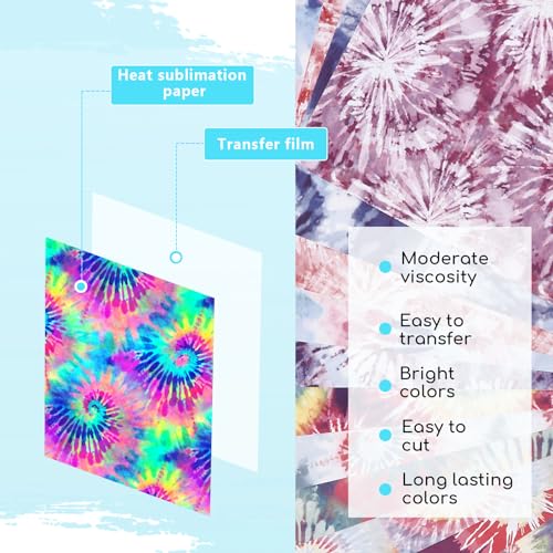 Tintnut Tie Dye Infusible Ink Transfer Sheets - 12 Sheets 12"x10", Seamless Colorful Sublimation Transfer Paper Bundle Compatible with Cricut for DIY Tintnut