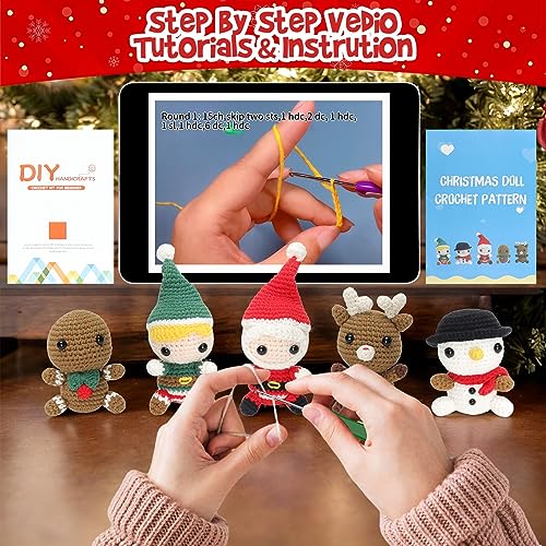 HOMQYTE Crochet Kit for Beginners 4 PCS Crochet Animals Kit for Adult Kids  with Step-by-Step Video Tutorials Best Knitting Gifts for Christmas