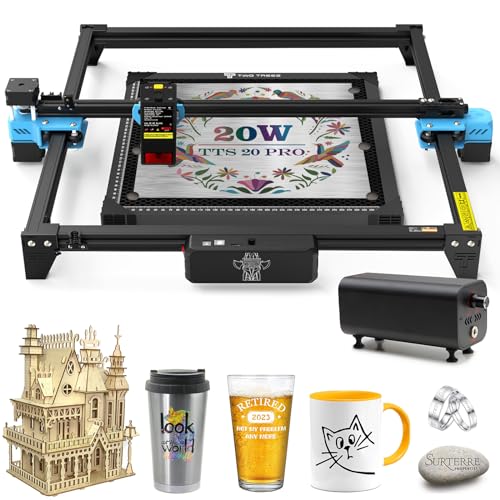TTS-20 PRO Laser Engraver 20W Laser Power, Laser Cutter with Honeycomb Laser Bed and Air Assist Kit, 95% Pre-Assembled 130W Laser Engraving Machine Naccolly