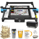 TTS-20 PRO Laser Engraver 20W Laser Power, Laser Cutter with Honeycomb Laser Bed and Air Assist Kit, 95% Pre-Assembled 130W Laser Engraving Machine Naccolly