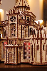 Moveable 3D Dragon Castle Wooden Puzzle with Red LED - Engaging DIY Experience for All Ages Wood Trick