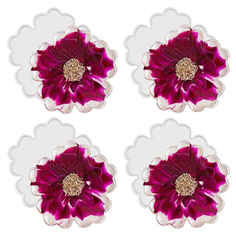 ResinWorld 4 Pack 4 inches Flower Coaster Molds(No Designs on Mold), Floral Silicone Coaster Molds for Epoxy Resin, Glossy Geode Aagate Silicone ResinWorld