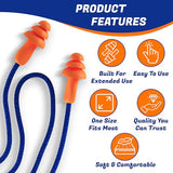 Quality Reusable Earplugs 100 Pair - 25dB Corded Silicone Ear Plugs for Shooting Noise Reduction Construction Work - Motorcycle Ear Plugs with String Quality Plugs by Rips