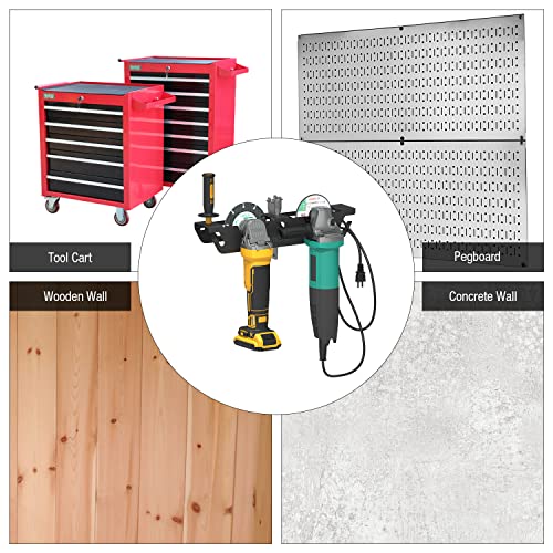 UNITEDPOWER Angle Grinder Holder - 2 Bay Angle Grinder Rack/Stand Storage Rack with Cord Hanger, Wall mount Bracket for Cutters Polishers, Garage and UNITEDPOWER