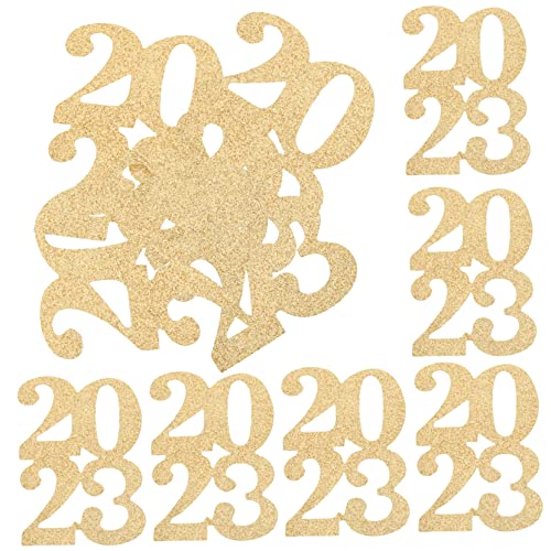 VOSAREA 24pcs 2023 2023 Graduation Ornament New Year Decors Blue Confetti Glitter Class of 2023 Cutout Glitter VOSAREA