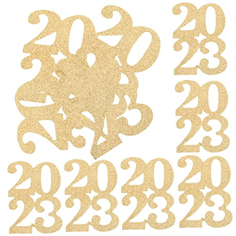 VOSAREA 24pcs 2023 2023 Graduation Ornament New Year Decors Blue Confetti Glitter Class of 2023 Cutout Glitter VOSAREA