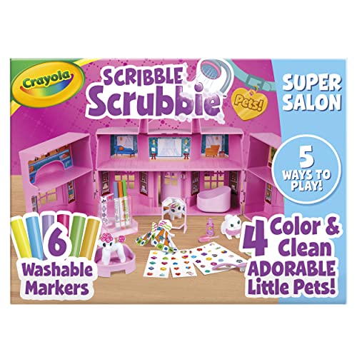 Crayola Scribble Scrubbie Pets Super Salon, Color, Paint & Wash Toy, Gift for Kids, Ages 3, 4, 5, 6 - WoodArtSupply