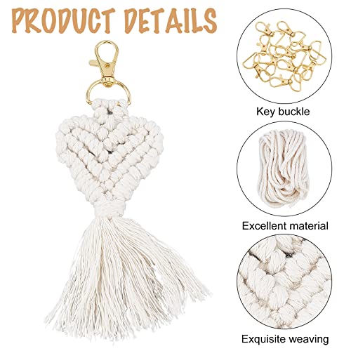 INFUNLY 8 Set Macrame Keychain DIY Kits Mini Boho Keychains Bag Charms Macrame Keychain Bracelet with Tassels for Car Key Purse Phone Instruction INFUNLY