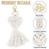 INFUNLY 8 Set Macrame Keychain DIY Kits Mini Boho Keychains Bag Charms Macrame Keychain Bracelet with Tassels for Car Key Purse Phone Instruction INFUNLY