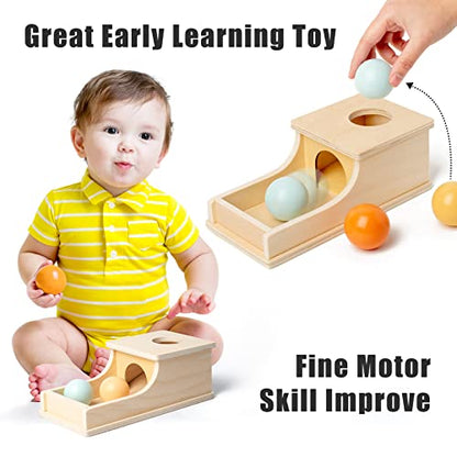 Busy edition Montessori Toys Object Permanence Box Soft Sound Wooden Color Baby Ball Drop Play for 6 Month 1 2 3 Year Old Toddlers Infant Early Age