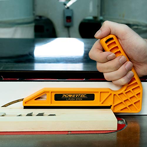 POWERTEC 71510 Deluxe Straight Handle & Long Push Block, L & Magnetic Push Stick Set for Router Tables, Band Saws & Jointers, Dual Ergonomic Handles POWERTEC