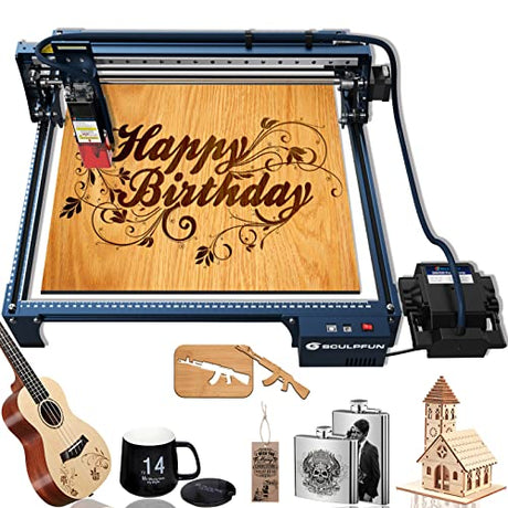 SCULPFUN S30 Laser Engraver with Air Assist System (Pump & Nozzle), 60W Laser Engraving Cutting Machine, 5.5-6W Optical Power Laser Cutter for Xmas SCULPFUN