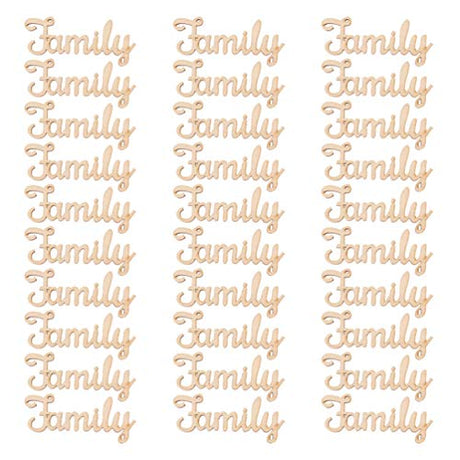 Healifty 30pcs familywood Chips Decor Wall Script Unfinished Wood Cutout Farmhouse DIY Block Words Sign Wood Wall Quotes Wood Discs Home Decor Healifty