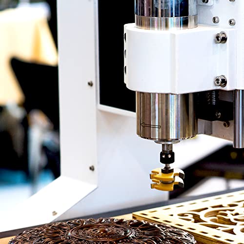 CSOOM 2-Piece Tongue and Groove Router Bit Set with 1/4 Inch Shank, 3 Teeth, and Adjustable T Shape - Ideal Woodworking Tool for Wood Milling and CSOOM