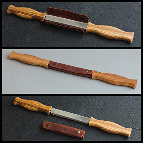 BeaverCraft Draw Knife with Leather Sheath DK1S-4,3" Straight Shave Knife Wood Carving Tools Woodworking Hand Tool - WoodArtSupply