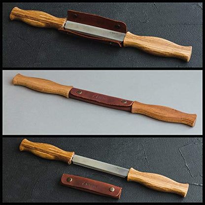 BeaverCraft Draw Knife with Leather Sheath DK1S-4,3" Straight Shave Knife Wood Carving Tools Woodworking Hand Tool - WoodArtSupply