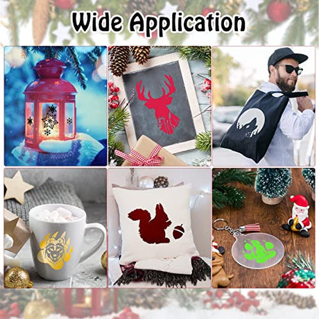 60 Pieces Winter Stencils Pine Tree Deer Bear Mountain Animal Stencils Reusable for Christmas Winter DIY Crafts Wall Home Decor (Deer) Marspark