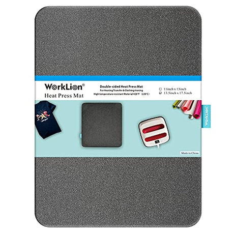 WORKLION Heat Press Mat 13"x17": Large Size Protective Resistant Fireproof Materials Heating Mat for Cricut Easypress/Easypress 2 in Vinyl HTV WORKLION