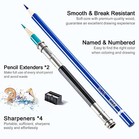 Shuttle Art Colored Pencils and Sketch Pad Bundle, Set of 180 Colored Pencils+ 160 Sheets Artist Sketch Books Shuttle Art