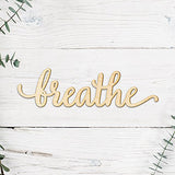 Woodums Breathe Script Word Wood Sign Home Décor Wall Art for Gallery Wall - Unfinished 12" Wide x 4" Tall Woodums