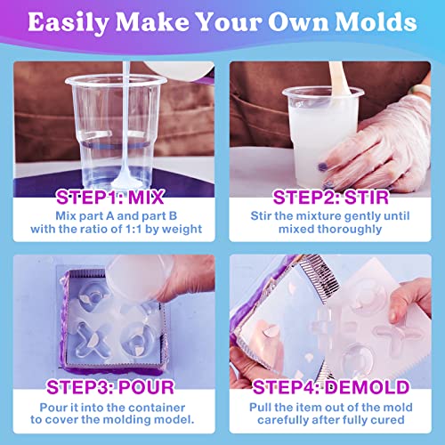 LET'S RESIN Silicone Mold Making Kit 63.48oz/3.968lbs,Non-Toxic Mold Making Silicone Rubber,Silicone Mold Maker,Clear Liquid Molding Silicone Kit for - WoodArtSupply