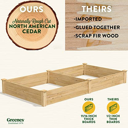 Greenes Fence Original Cedar Raised Garden Bed, 4' x 8' x 10.5" - Made in USA with North American Cedar