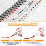 Caliart Alcohol Brush Markers, 51 Colors Dual Tip Artist Brush & Chisel Tip Sketch Art Alcohol Markers for Kids Adult Halloween Books Painting Caliart