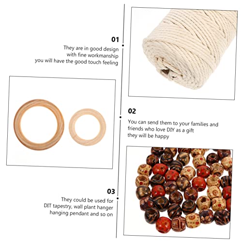 EXCEART 2 Sets Tapestry DIY Accessories Macrame Kit Plant Unfinished Wood Circles Macrame Making Kit Cotton Cord Kit DIY Wall Hanging Craft Cotton EXCEART
