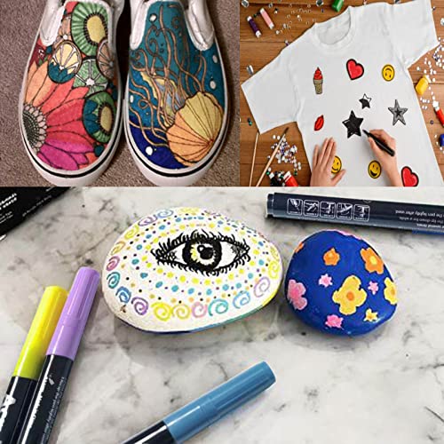 Acrylic Paint Pens for Rock Painting,Set of 24 Extra Fine Point Non-toxic Acrylic Paint Pen Paint Markers for Stone,Ceramic,Glass,Wood,Canvas,Fabrics JanFeel