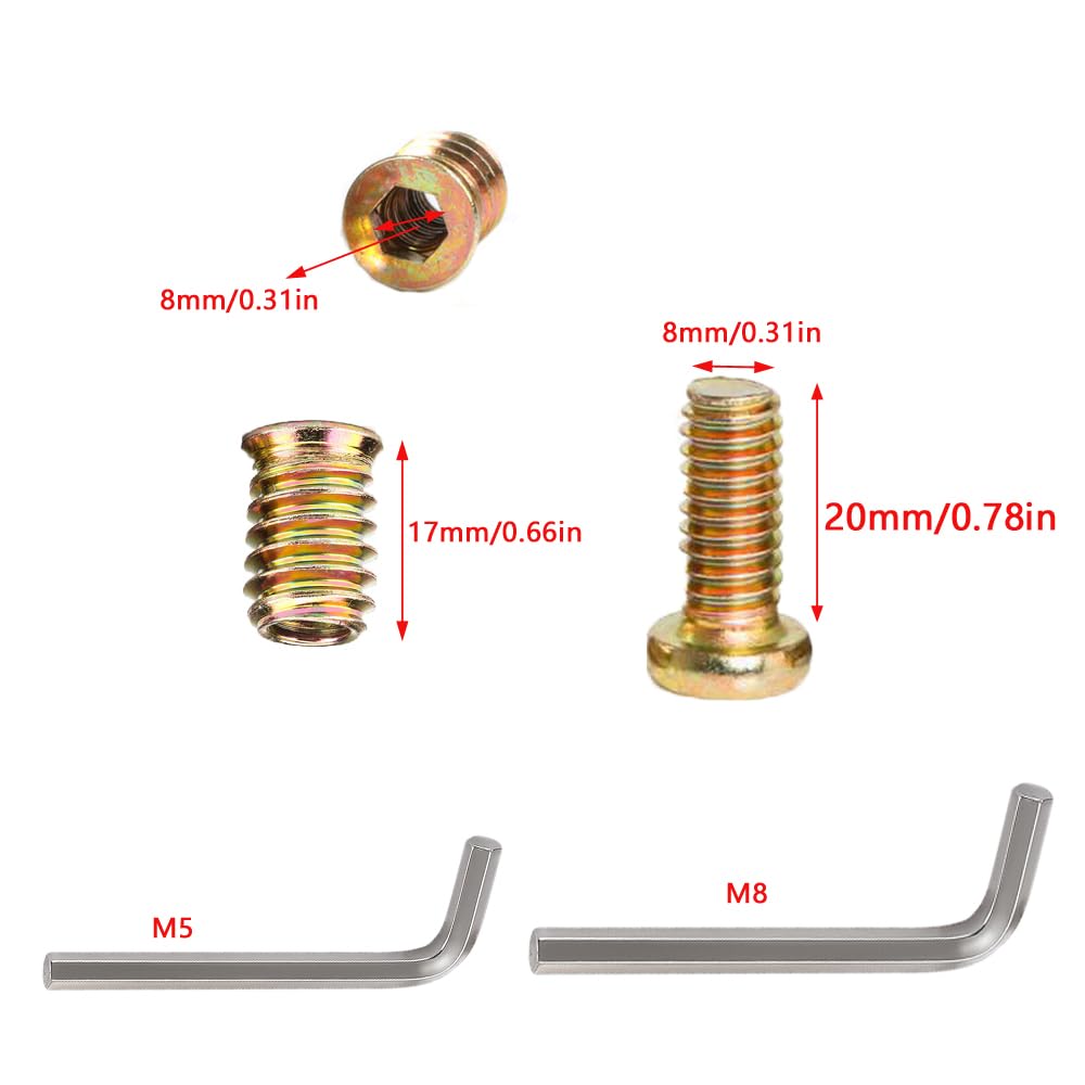 UtySty 10 Set Hex Threaded Inserts Nut M10 External with M8 Internal Threaded Screw Kit Countersunk Socket Bolt Fastener Connector for Wood Furniture UtySty